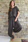 Lalli Damask Asymmetric Panel Top Chocolate
